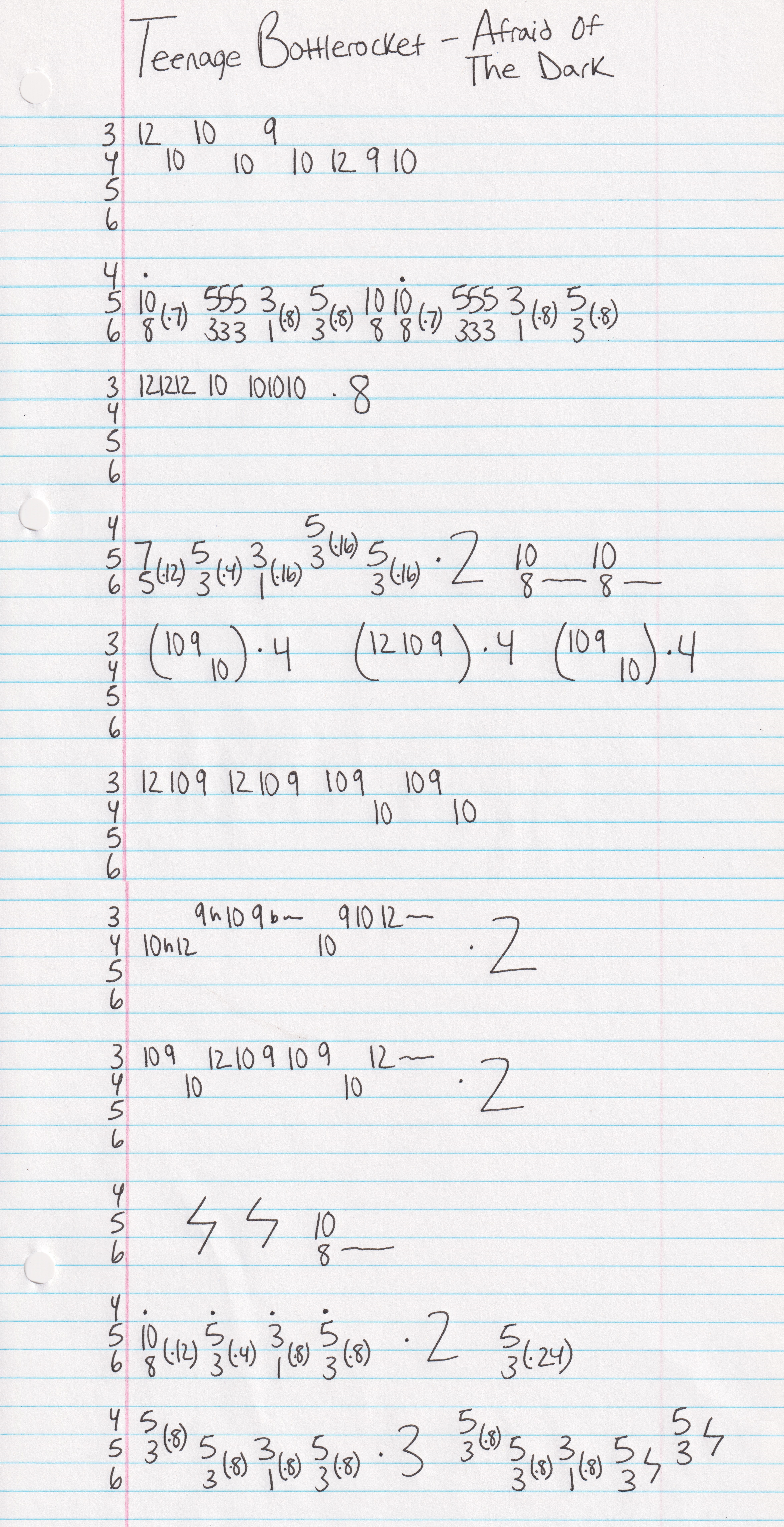 High quality guitar tab for Afraid Of The Dark by Teenage Bottlerocket off of the album Ready To Roll. ***Complete and accurate guitar tab!***